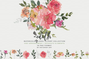 Blush Red Watercolor Peony Clipart Set