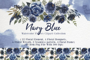 Navy Blue Flower Watercolor Clip-art Guide