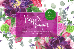 Purple Bouquet Watercolor Clipart