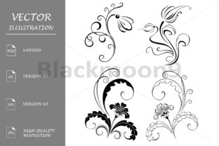 Set Decorative Flowers: Elevating Design with Elegant Vector Art